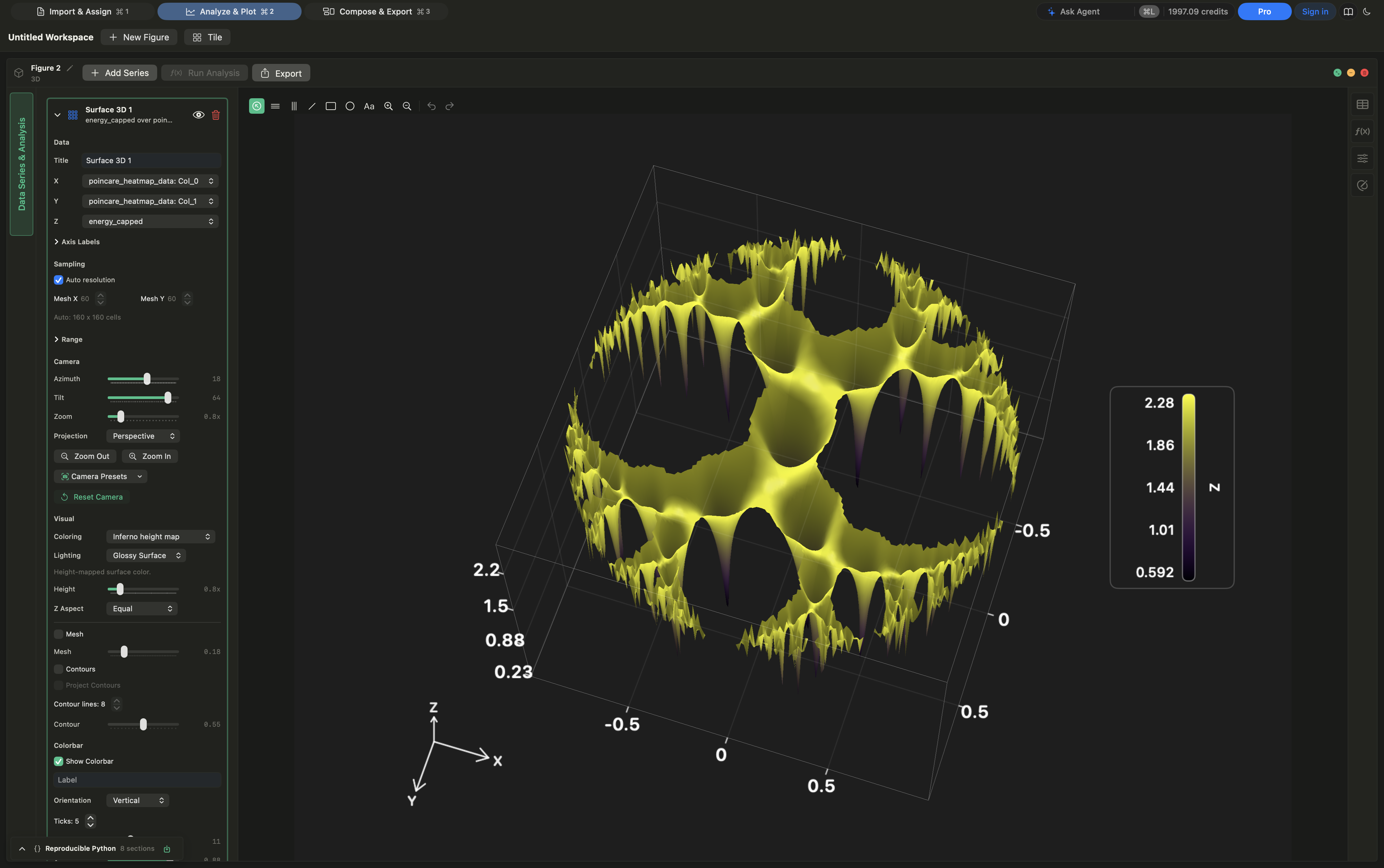 3D surface plot preview