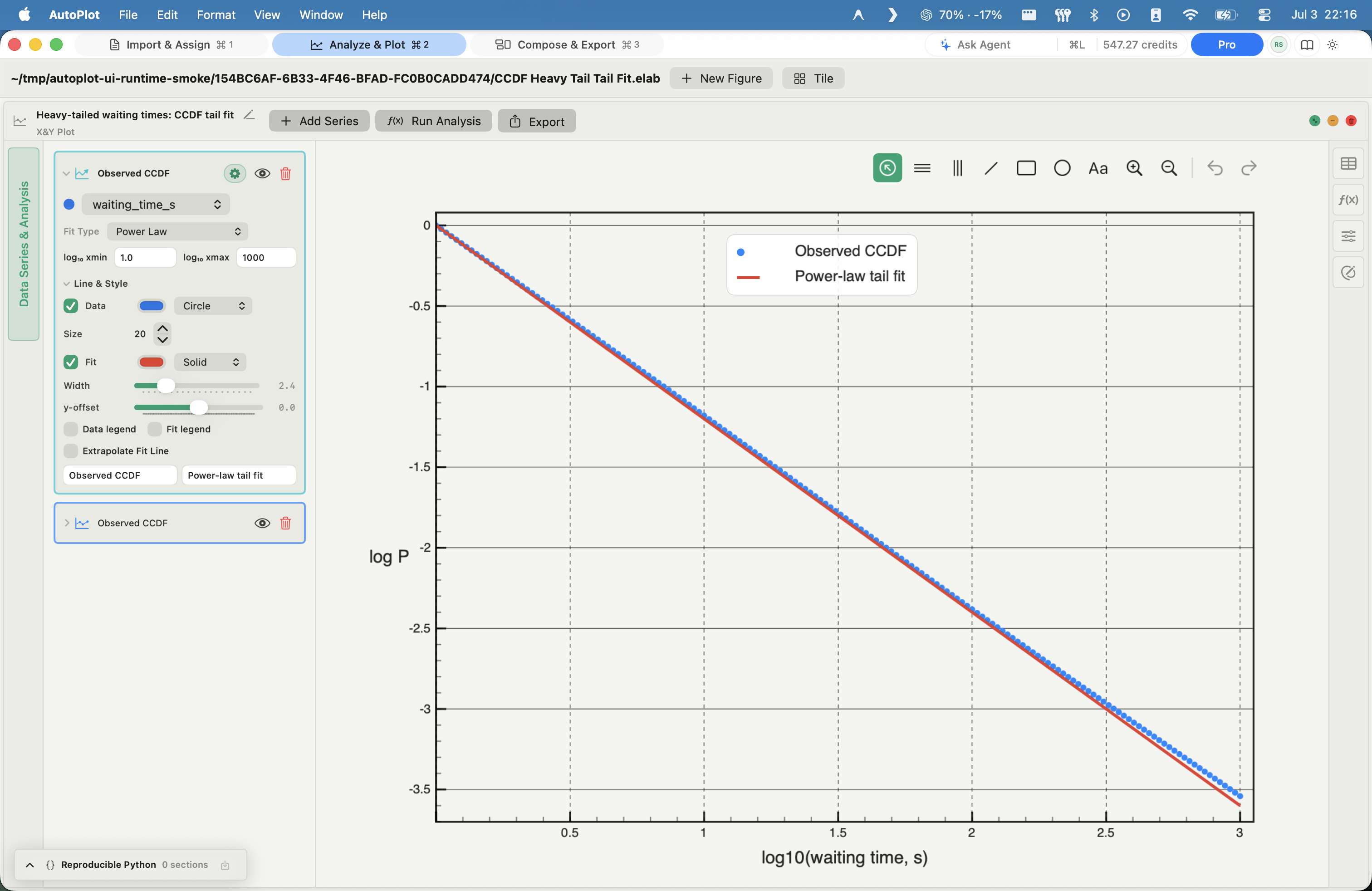 AutoPlot CCDF screenshot