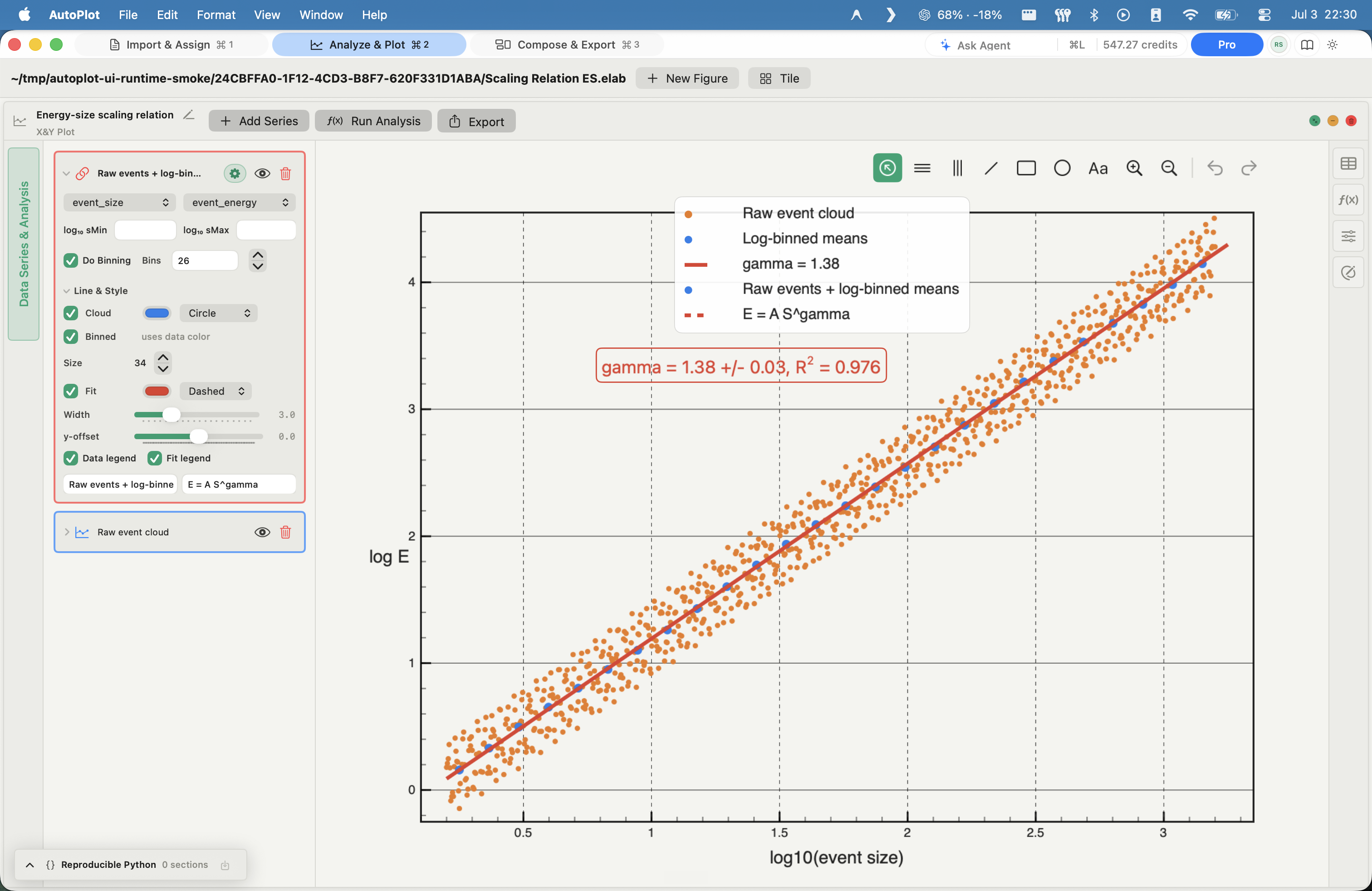 AutoPlot Scaling Relation screenshot