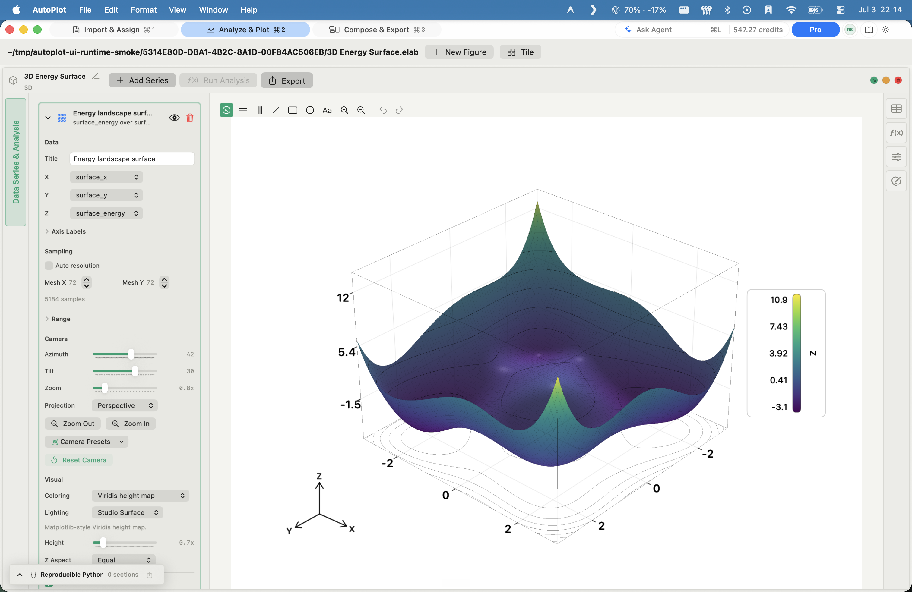 AutoPlot 3D surface plot screenshot