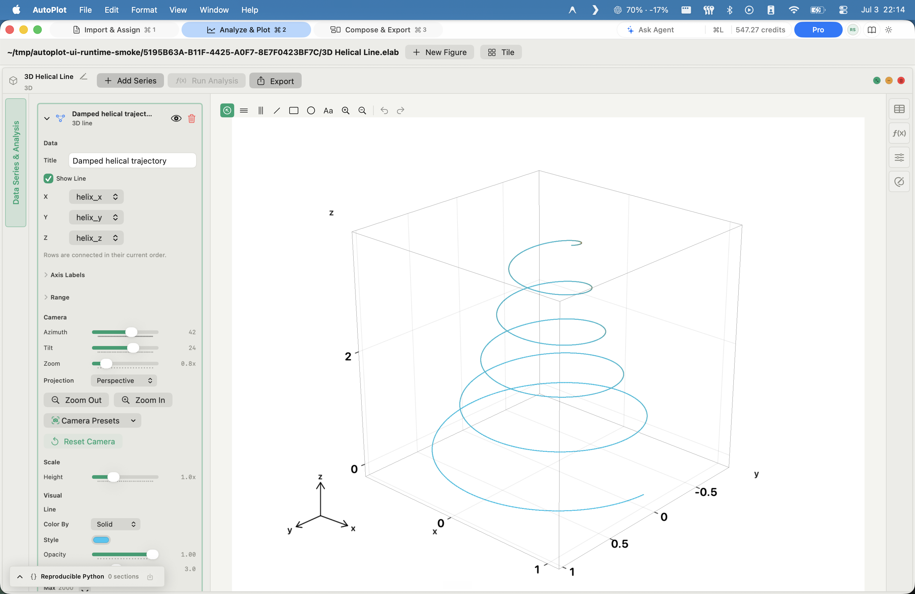 AutoPlot 3D line plot screenshot