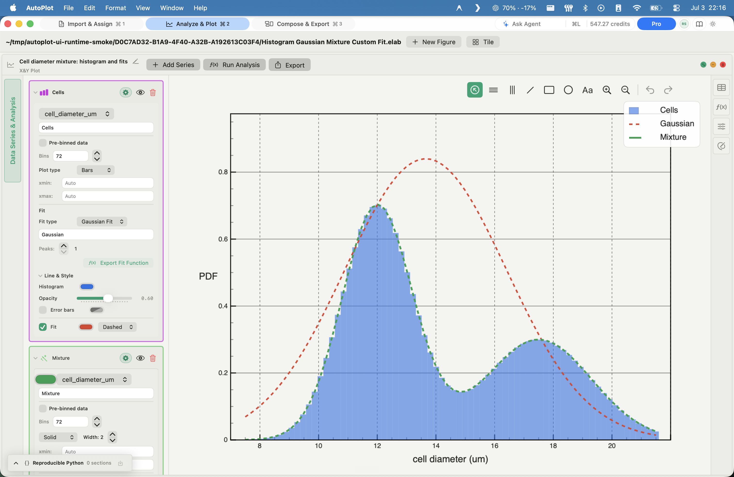 AutoPlot Histogram Fit screenshot