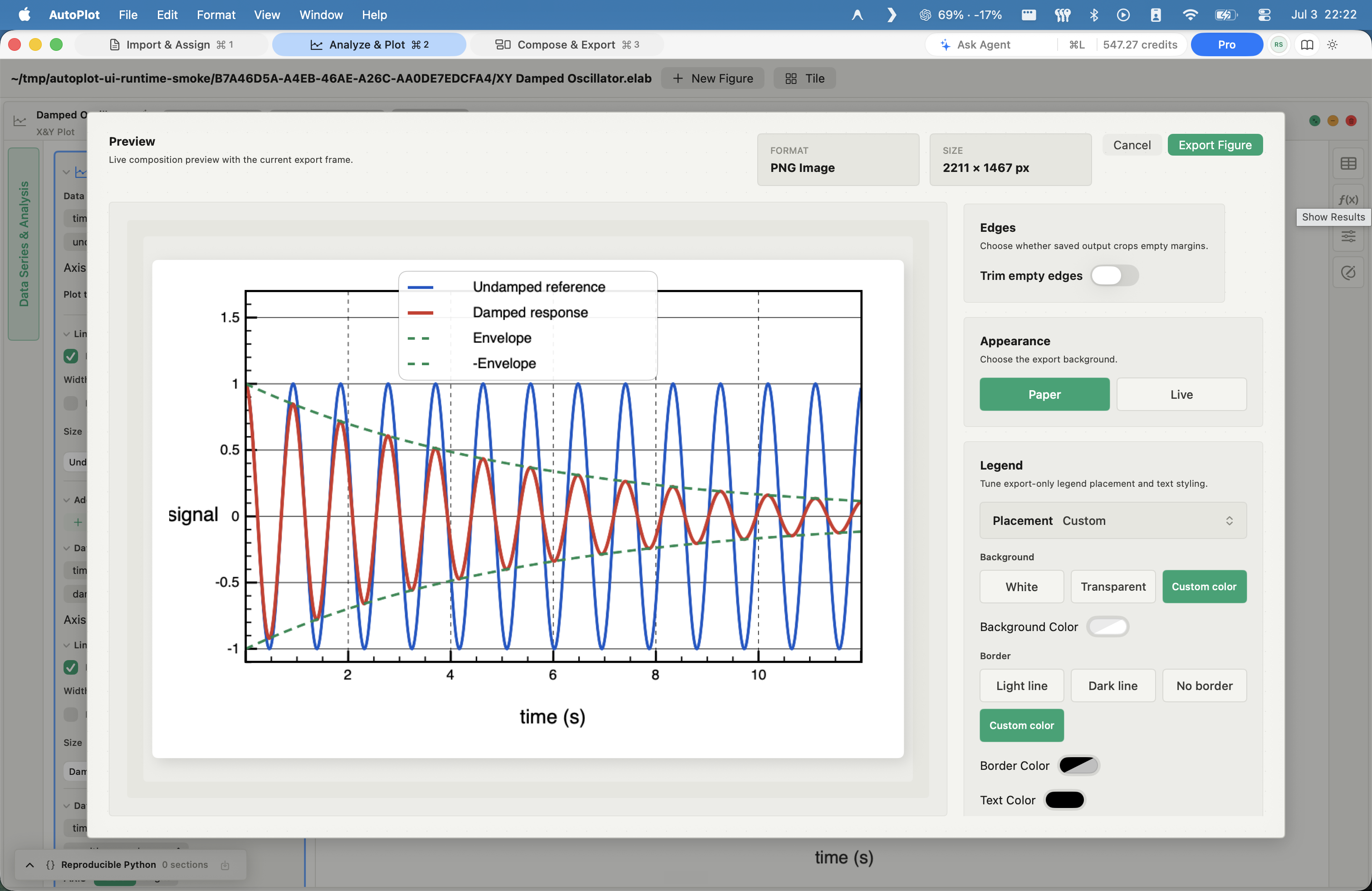 AutoPlot Export at journal specs screenshot